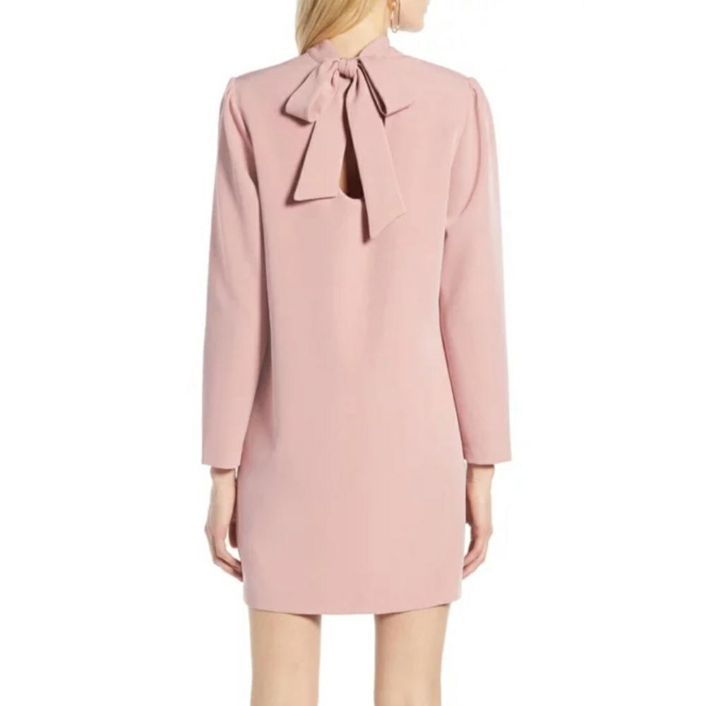 Halogen Long Sleeve Back Neck Tie Dress